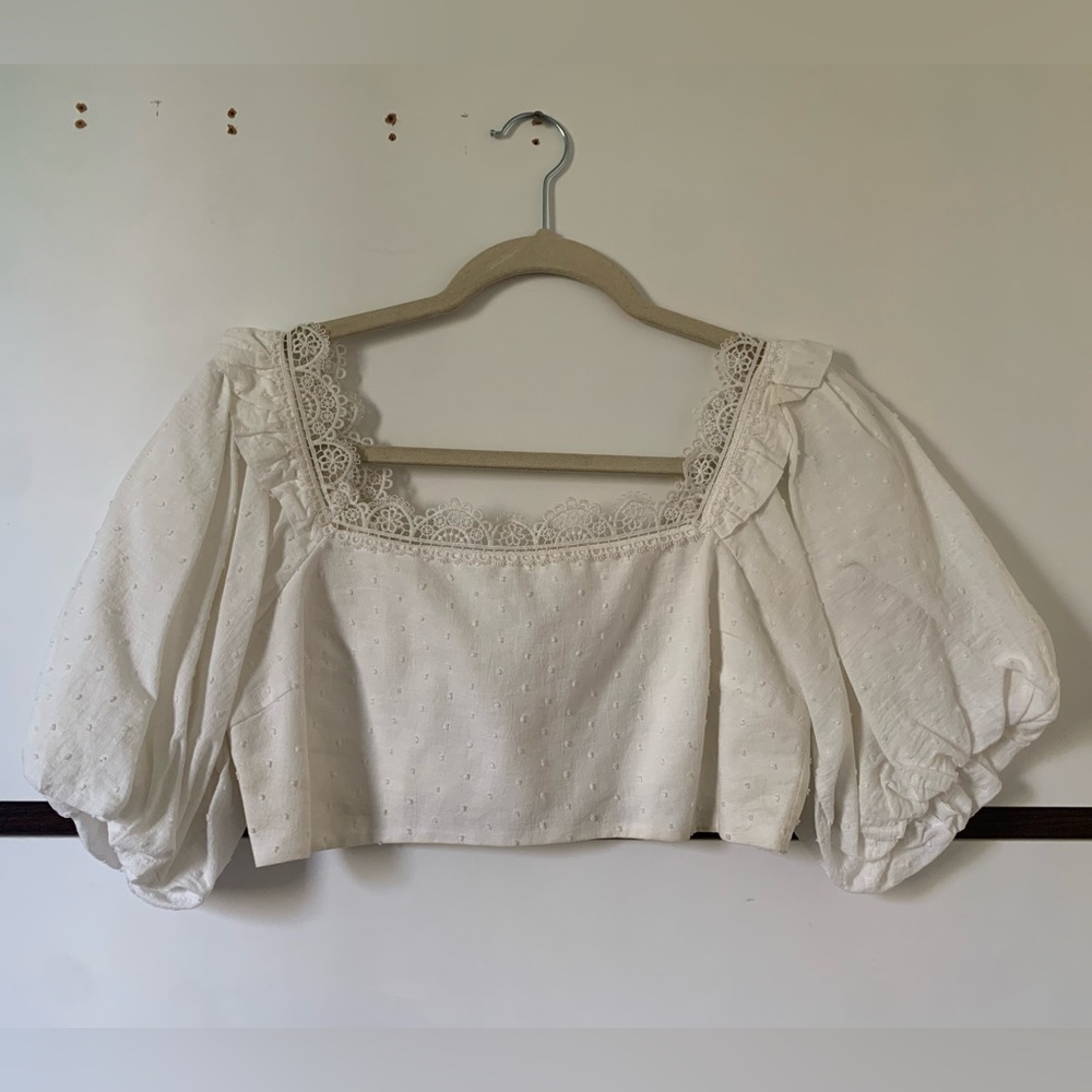 FARM Rio Made In Brazil White Lace Crop Top